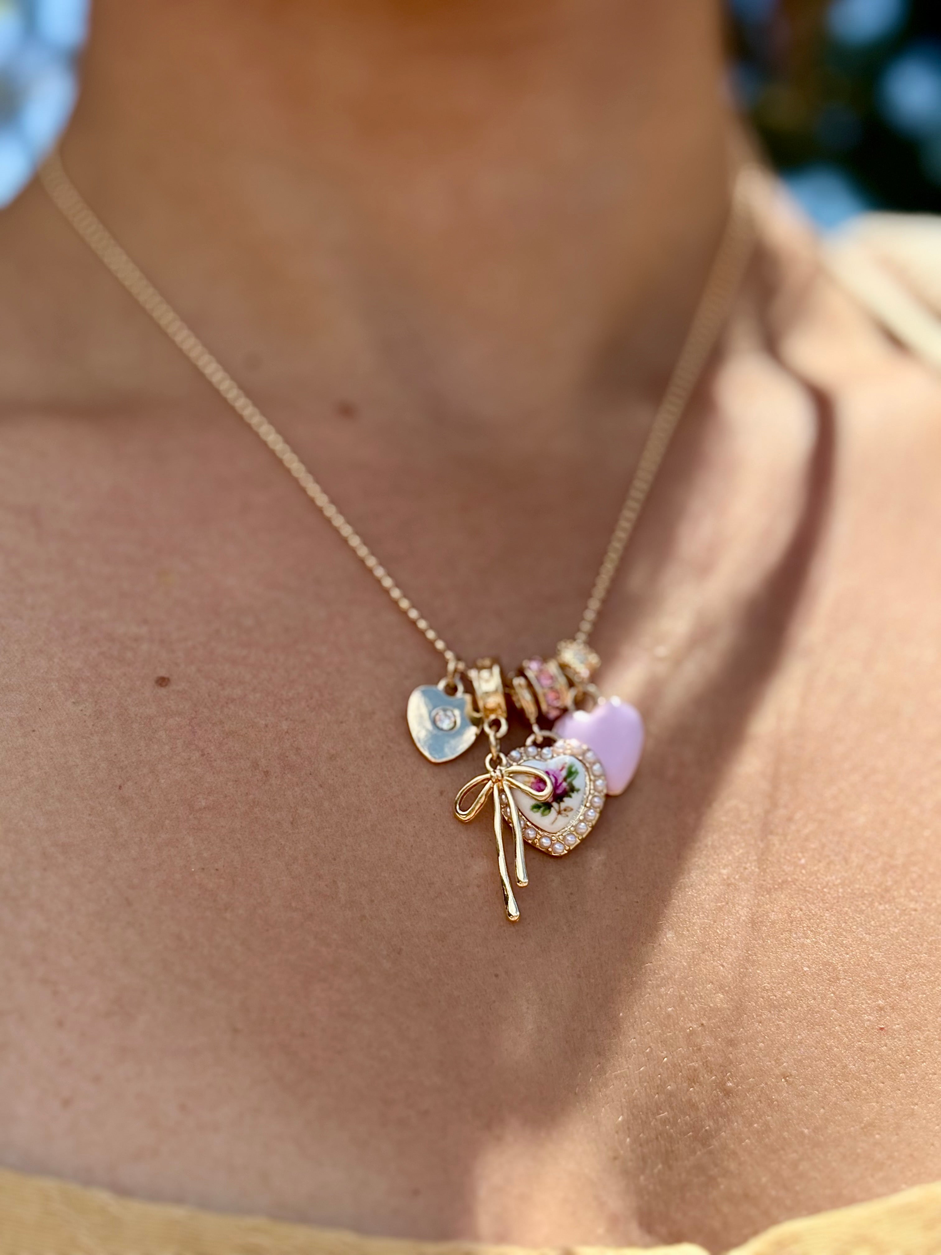Rosalie Ribbon Charm Necklace